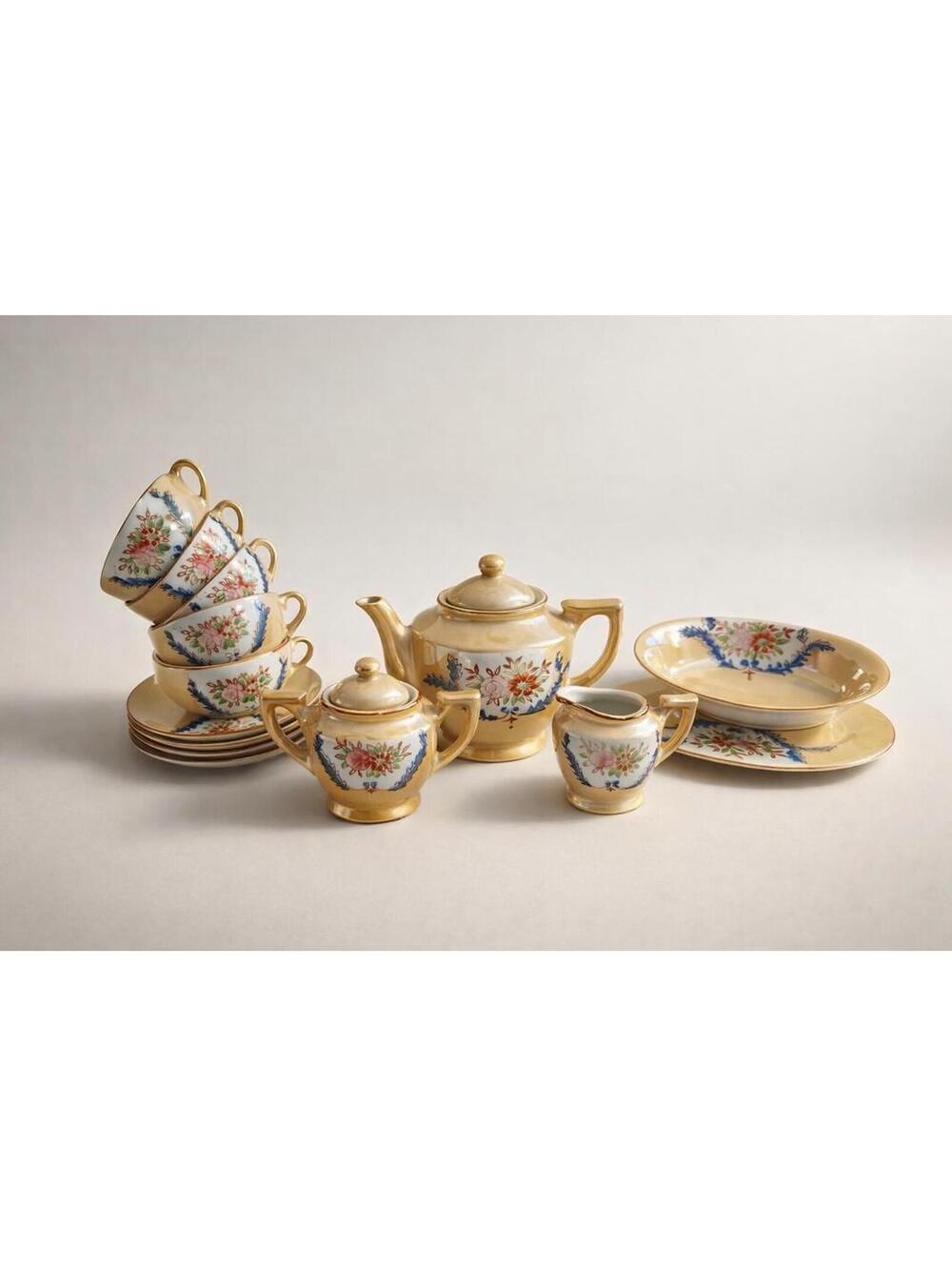 Vintage Japanese Floral Porcelain Child Tea Set – Collectible Cottagecore Decor